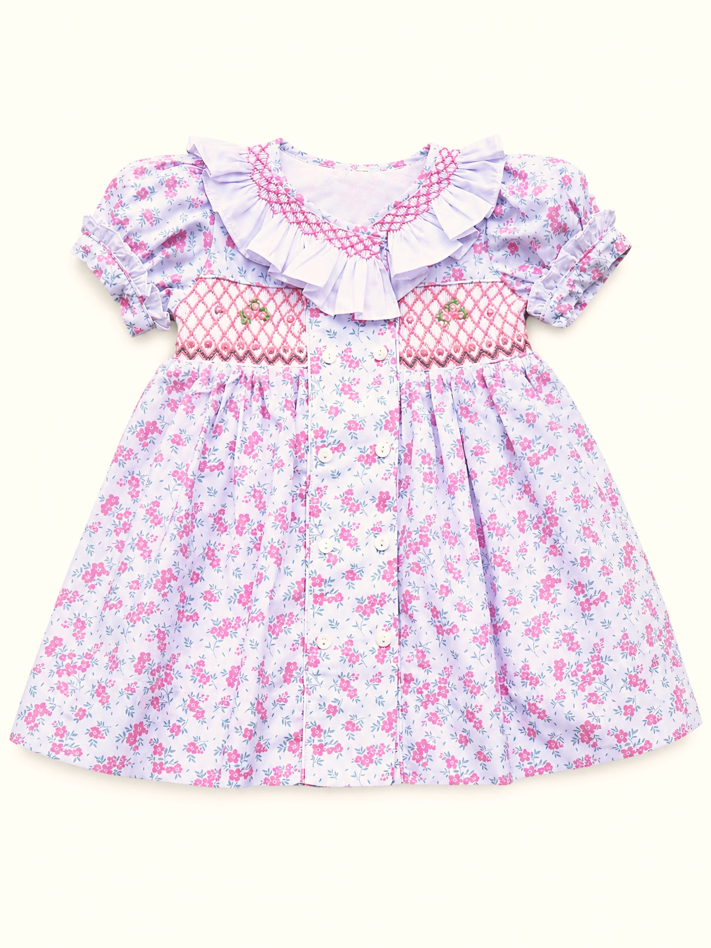CHARLOTTE DOUBLE-BREASTED SMOCKED DRESS